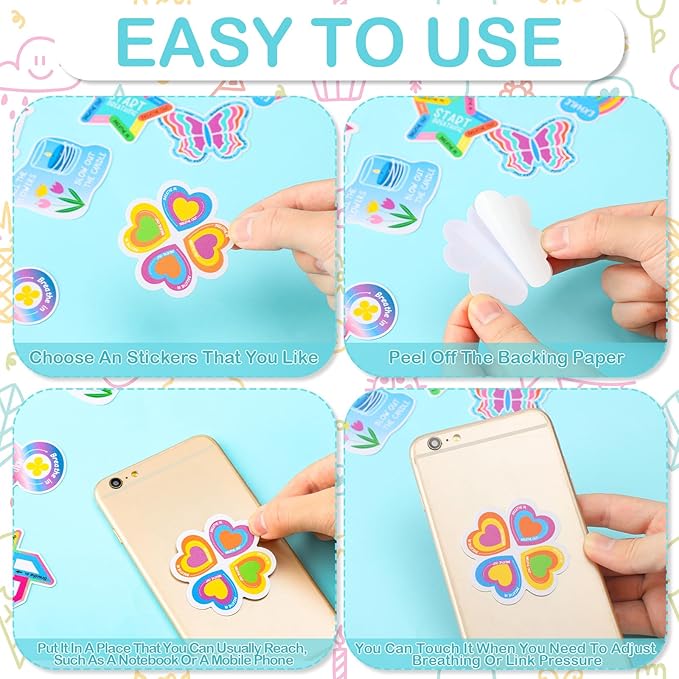 Engrowtic 180 Pcs Anxiety Sensory Stickers Sensory Strips Mindfulness Sticker Calm Anxiety Stickers Adhesive Textured Strips Tactile Fidget Tape for Desk Adults Tension Supplies(Fresh)