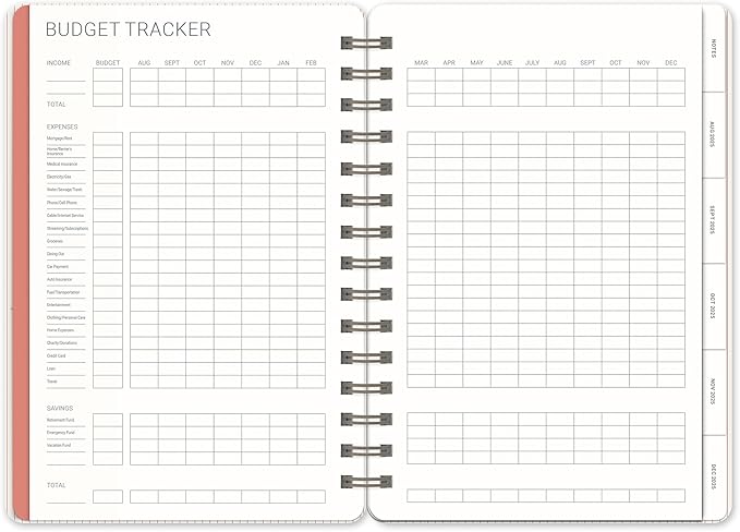 Orange Circle Studio Academic Planner 2026, Coral, Agatha Planners, 17-Month Spiral Planner for School or Work, Weekly & Monthly Calendar, Budget & Goal Tracker, Snap-In Bookmark, Storage Pocket