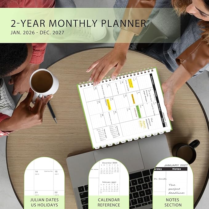 Ymumuda 2026 Planner-2 Year Monthly Planner 2026-2027, JAN.2026 - DEC.2027, 8.5" x 11", 26-27 Monthly Calendar,Large Planner with Spiral Bound, 24 Months Perfect for School OfficeSchedule