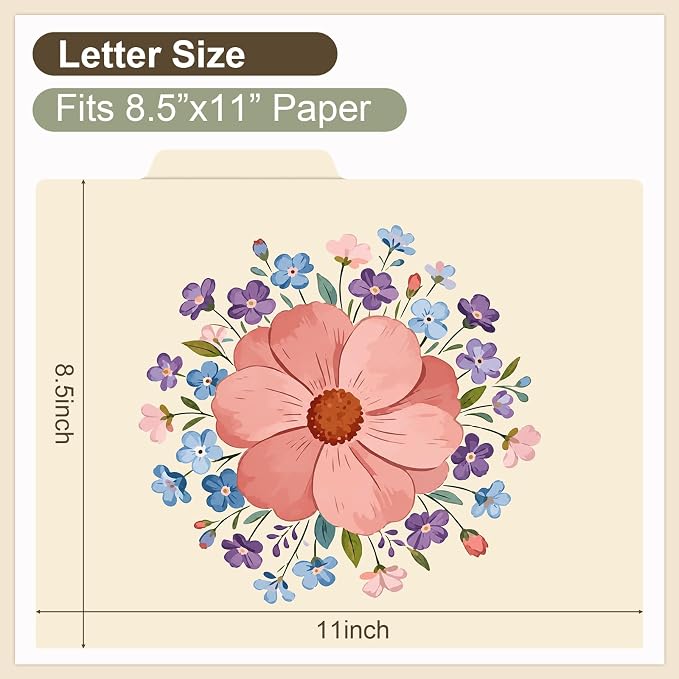 24 File Folders 8.5 x 11 1/3-Cut Tabs Colored Manila Folders Home Office School Supplies for Documents Files Paper