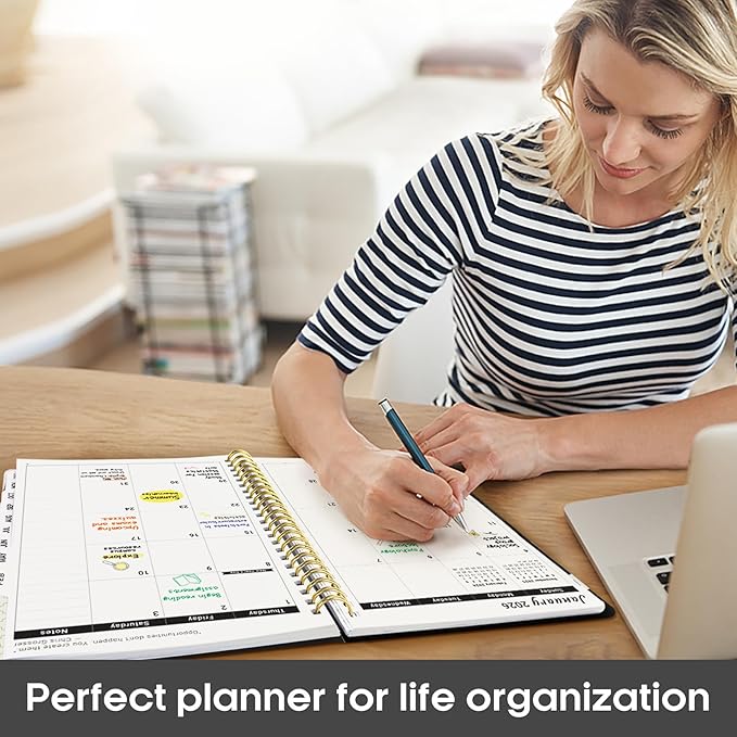 2026 Planner, Weekly and Monthly Calender Planner, Jan 2026 to Dec 2026, Hardcover 2026 Calendar Book with Tabs & Inner Pocket, Office Home School Supplies for Women & Men - A4 (8.5" x 11"), Black