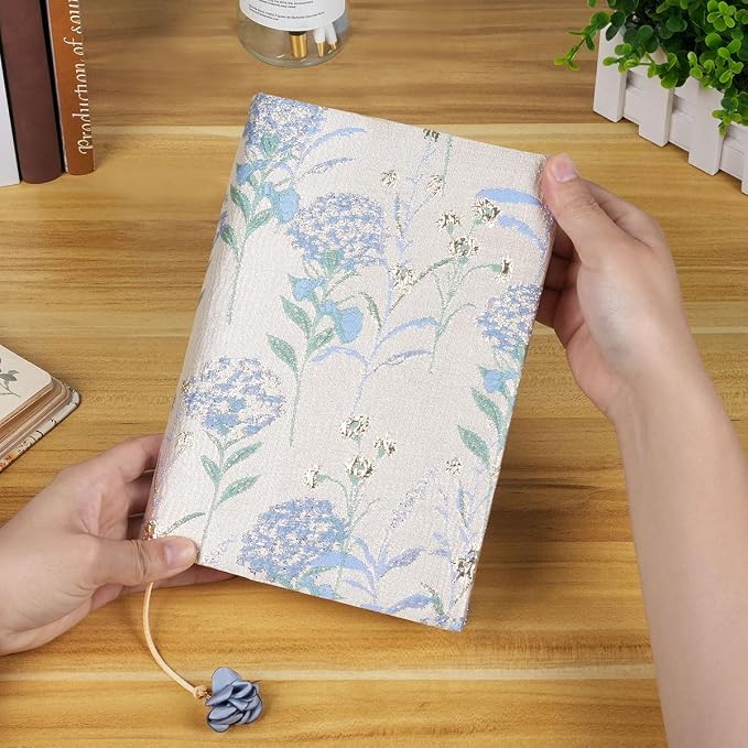 Paperback Book Cover Protector, A5 Book Covers for Hardcover, Book Sleeve for Book Lovers, Soft Cloth Book Covers with Bookmark Fit for 5.5 x 8.2 inch Notebook Textbooks Bible - Blue Dandelion Pattern