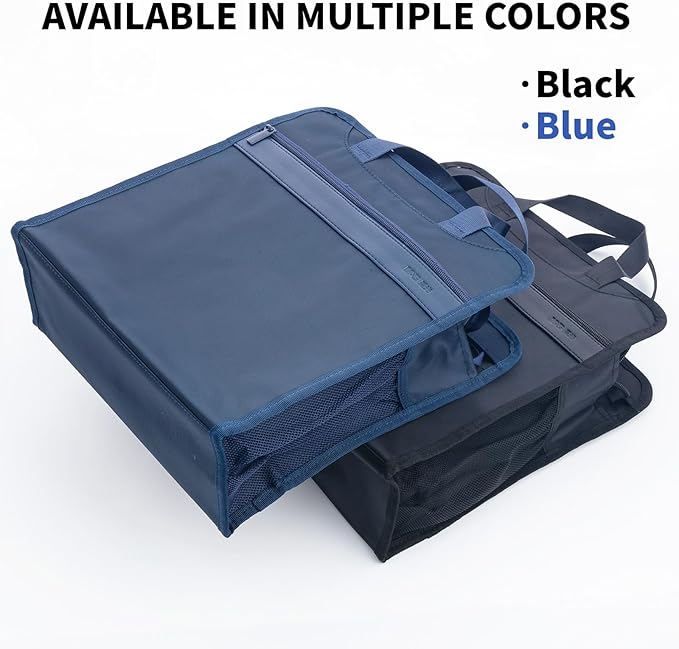 M&G Oxford Zipper Document File Bag, Vertical Double Layer Waterproof Document Tote Bag for Carrying Paper Documents, Books, Computer and Water Cup, 1 Pack (Black)