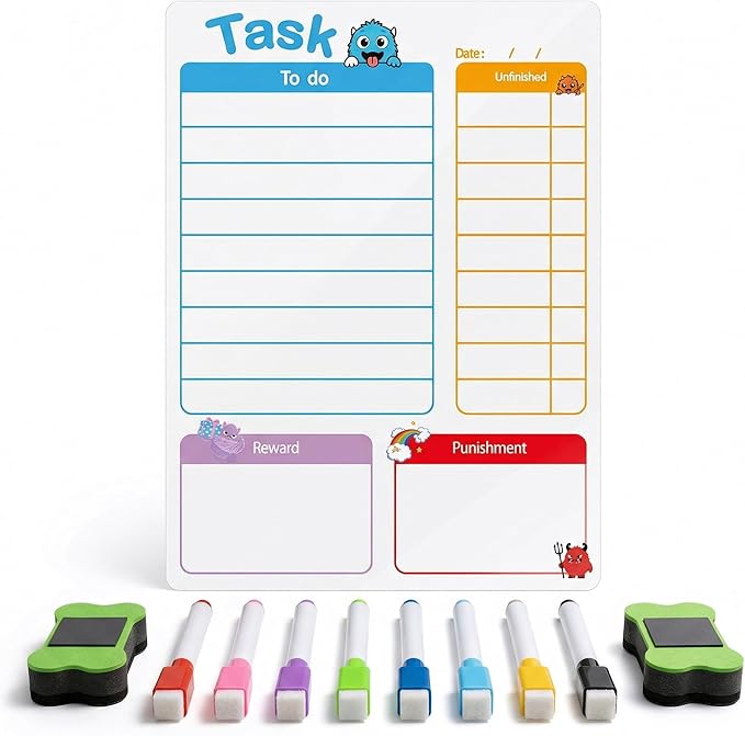 Magnetic Dry Erase Board Calendar for Fridge, Clear Monthly and Weekly Meal Planner Whiteboard Refrigerator, Menu Board for Kitchen