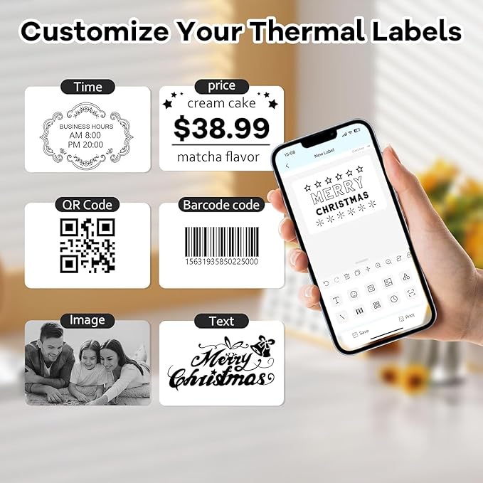 Thermal Labels for N20 Label Maker,1.57"x1.18"(40x30mm), 230 Labels/Roll, for Barcode, Address, Mailing, Logo, Business, Name Tag, 3 Rolls
