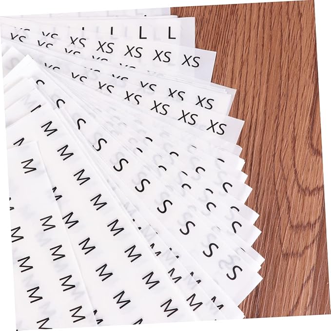 1000pc Clothing Labels Stickers Round White Bottom Stickers Xs s for Clothes Shoes and Hats Easy to Use and Identify for Merchants and Manufacturers