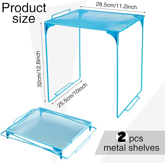 Ctosree 13 Pcs Locker Organizer and Accessories Kit Stackable Mesh Locker Shelf, Pen Holder, Magnetic Mirror, Whiteboard, Cloth, Marker, Magnet for Classroom Back to School Essentials(Blue)