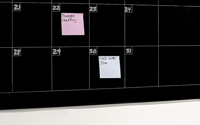 Audio-Visual Direct Magnetic Black Calendar Glass Dry-Erase Board Set - 4' x 3' - for Wall - Monthly Planner