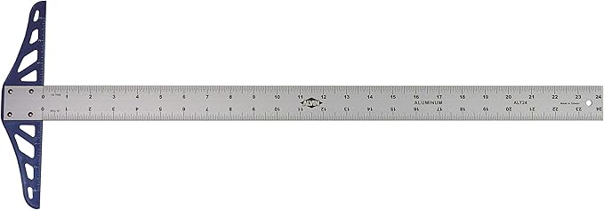 ALVIN ALT24 Aluminum Graduated T-Square, Drawing and Design Tool for Students and Professionals, Great for Carpentry, Drafting, Architecture, Engineering, and Art - 24 Inches