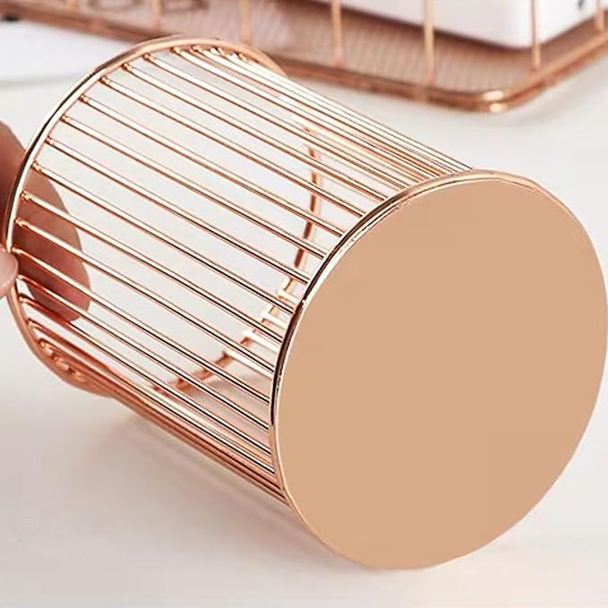 Metal Pen Holder Cup for Desk Makeup Brushes Pencil Holders Home Office Organizer Rose Gold