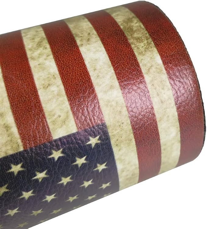 DreamsEden Vintage Pen Pencil Holder Cup Retro Pattern Desk Organizer for Home Office Bedroom (American flag Round)
