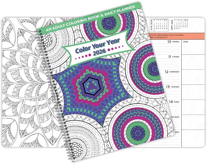 Dated Annual Color Your Year 2026 Planner, Full Calendar Year, Large (8.5" by 11")
