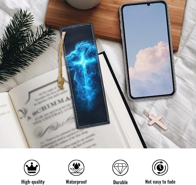 Personalized Bookmark, Bookmark for Book Lovers Abstract Blue Cross Bookmarks for Reading Lovers