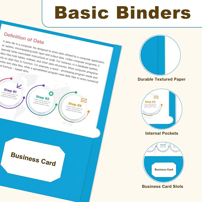 Folders with Pockets, LAYZZ 60 Pack Paper Pocket Folders, 2 Pocket File folders Fits Letter Size Paper, for School Office and Home (Light Blue)
