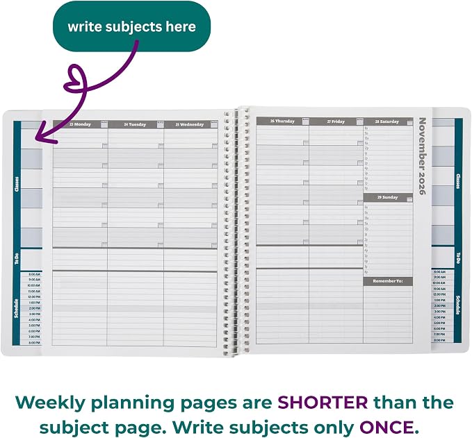 Order Out Of Chaos Academic Planner 2026-2027 Daily Weekly and Monthly Calendar, School Agenda Book, July 2026-June 2026 planner 8.5x8.25 Homework Organizer (Stormy Blue)