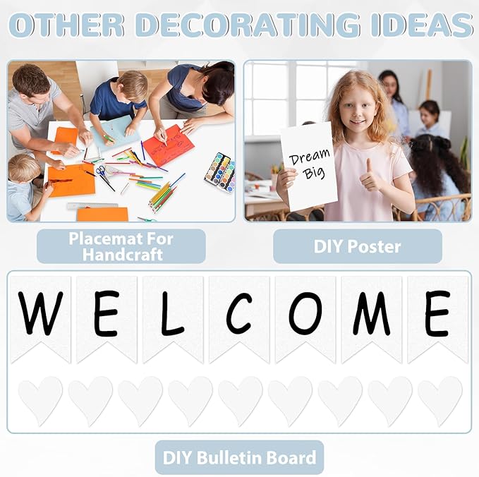 Qyeahkj 2 Rolls White Bulletin Board Paper Roll Outer Space Bulletin Board Background Paper Fade Resistant Classroom Decoration Poster Art Craft Home Wall Education Decoration Supplies 17.7in x 20ft