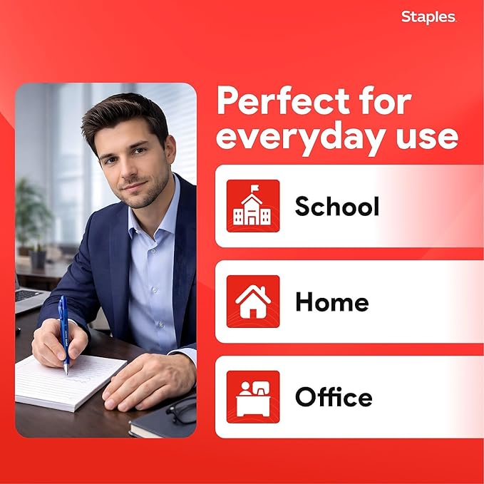 STAPLES Retractable Gel Pens, Medium Point 0.7mm, Blue Ink, 12 Pack – Sonix Smooth‑Writing Gel Pens with Rubberized Grip