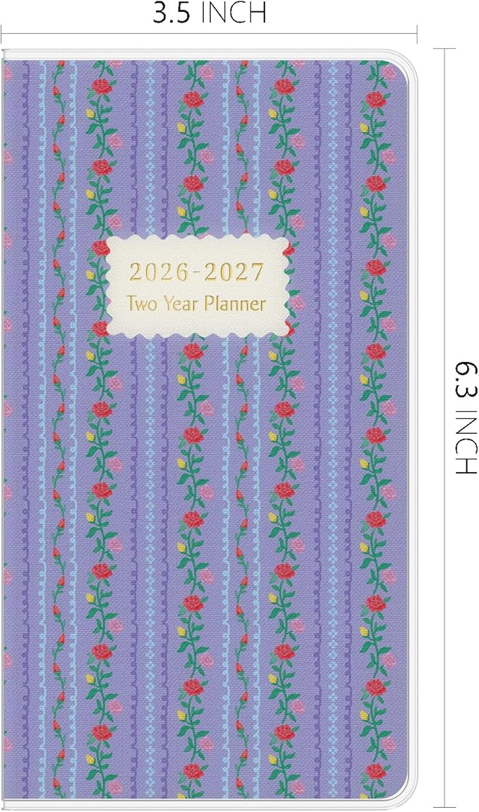 Pocket Calendar 2026-2027, Jotsome 2 Year Monthly Planner from Now to December 2027, 3.5"x6.4", Small Pocket Planner with PVC Cover for Purse, Spring