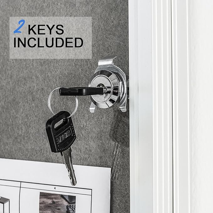 A AIRLLEN Enclosed Lockable Bulletin Board 24 x 36 Inch Indoor Notice Board with 2 Keys – Wall Mounted Felt Acrylic Display Case Aluminum Frame for Office, School, Hallway