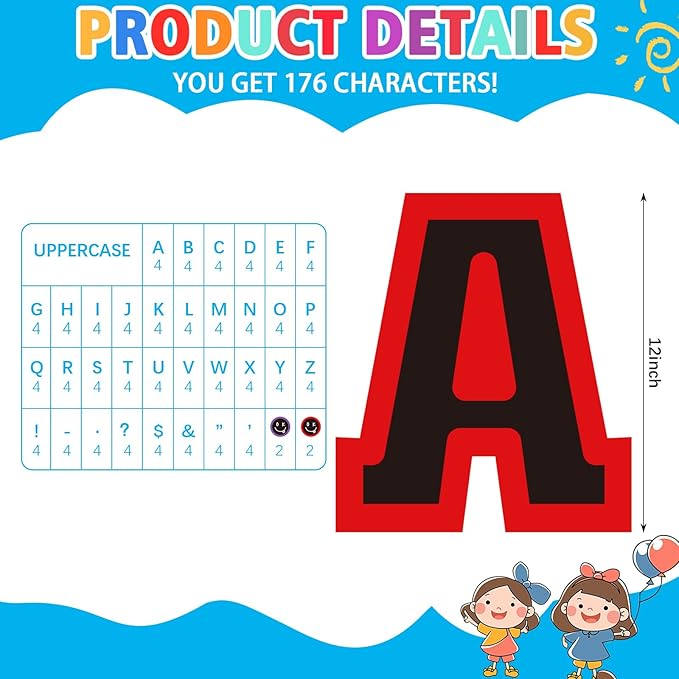136 Pcs 12 in Extra Large Bulletin Board Letter Big Alphabet Letter Cutout Sticker Punctuation with Adhesive Dot Colorful Poster Classroom Decor for Wall School Preschool Kindergarten