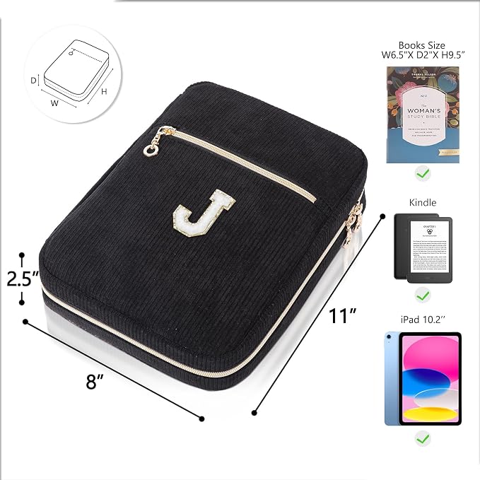 Bible Cover for Women, Initial Personalized Bible Gift - Bible Case for Men - Bible Holder - Bible Bag - Bible Carrier - Bible Carrying Case with Pockets for Bible Study Suppliers, Bible Accessories