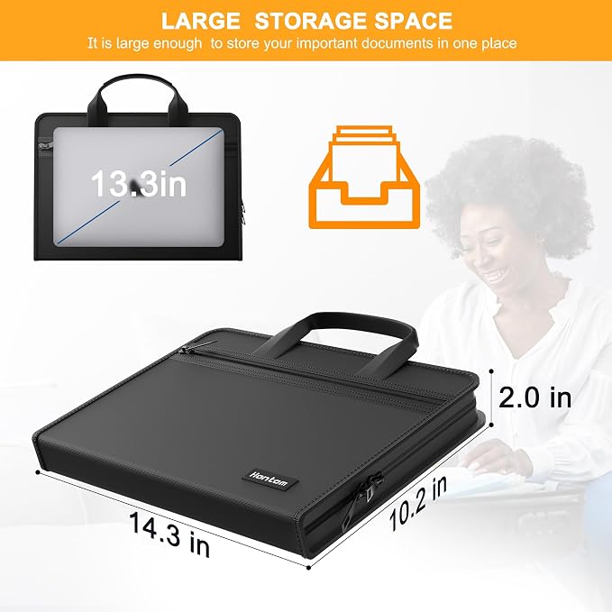 Hontom Accordion File Organizer,5200℉ Fireproof Document Organizer with 13 Pockets,Portable Travel Home Safe Storage File Folder Binder with Zipper for Letter Important Document,Paper,Receipt