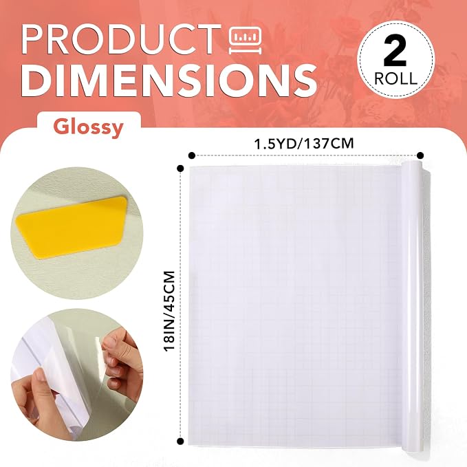 2 Rolls Clear Contact Paper,Plastic Book Covers 18 in x 4.5 ft, Contact Paper Peel and Stick, Clear Self Adhesive Protective Liner Papers Protector for Crafts Paperback Textbook Hard Covers Documents