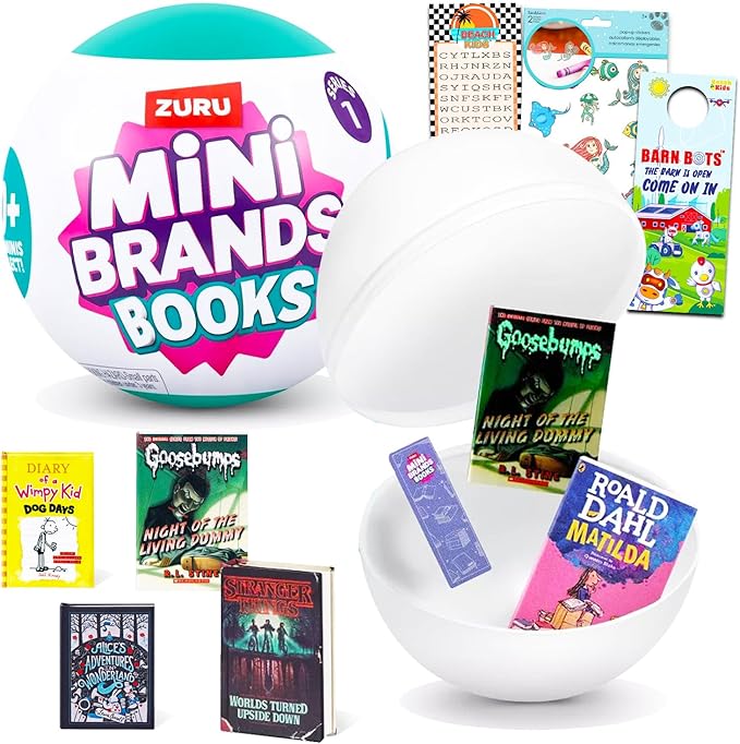 Zuru Surprise Mini Brands Books Mystery Toys - Bundle of Series 1 Mini Books with Readable Pages, Stickers, Bookmark, More | Blind Capsule Book Set