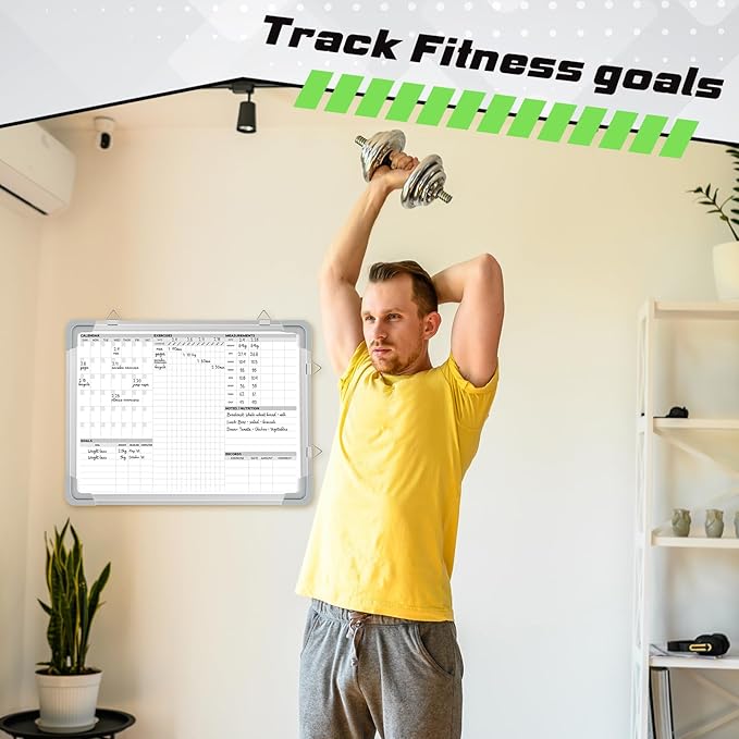 Lincia 24 x 18 Inch Fitness Tracker Whiteboard Workout Calendar for Home Gym Dry Erase Planner Hanging Removable to Do List for Wall Whiteboard with Aluminum Frame for Gym Program Christmas(Style C)