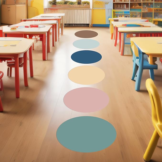 Lincia 24 Pack Colorful Erase Dots Circles 10.5 Inch Removable Vinyl Spot Dry Erase Desktop Writing Spots Set for 100th Day of School Classroom Table Teacher Students Home Desk Wall (Bohemian Colors)