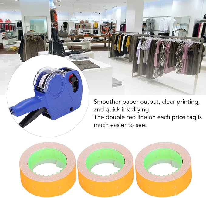 Pricing Labels Roll, 15000pcs 21x12mm Adhesive Price Tags with Red Line for Price Gun Labelers Compatible with MX5500 M5500 AK813 HG979 (Fluorescent Green) (Fluorescent Yellow) (Orange)