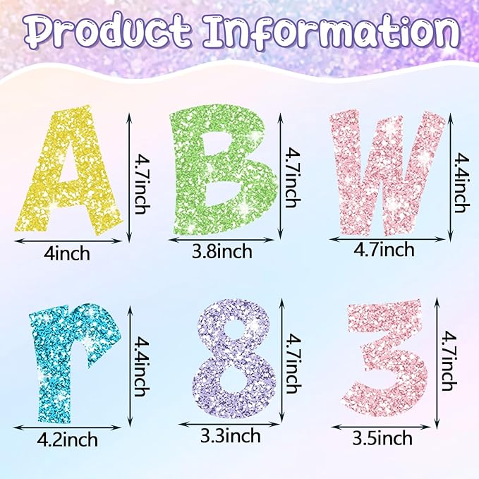 Colarr 216 Pcs Glitter Bulletin Board Letters for Classroom Number Alphabet Punctuation Symbol Cutout 4'' Die-Cut Poster Letter with Adhesive Dot School Party Holiday Decor Display(Mixed)