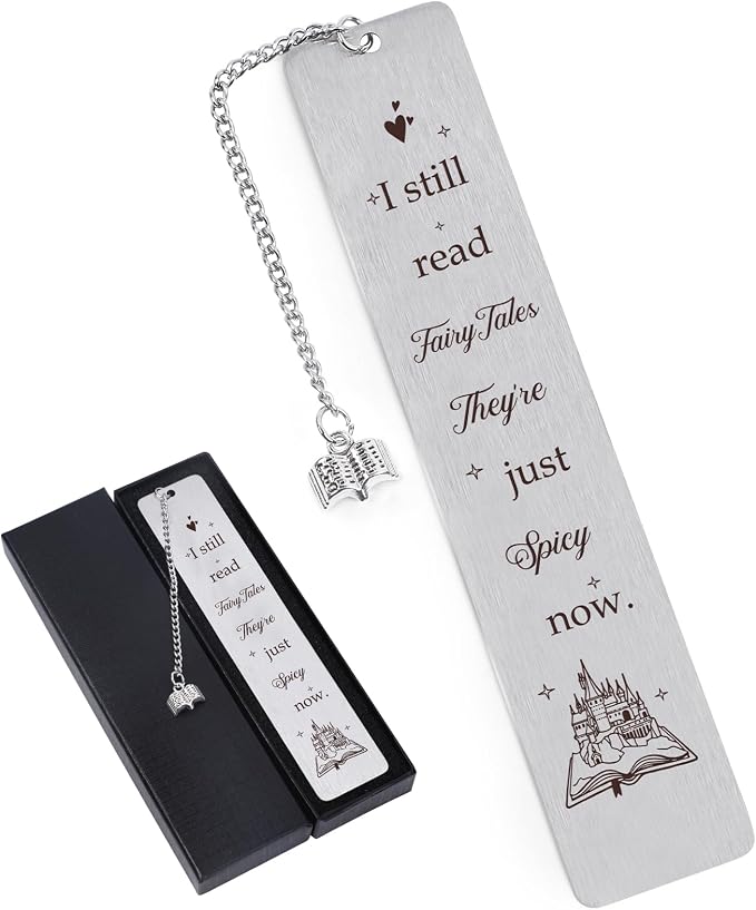 Fairytales Metal Bookmark Gifts - Spicy Funny Bookmarks for Book Lovers Women Girls, Beautiful Book Mark with Pendant, Unique Halloween Thanksgiving Christmas Graduation Gift