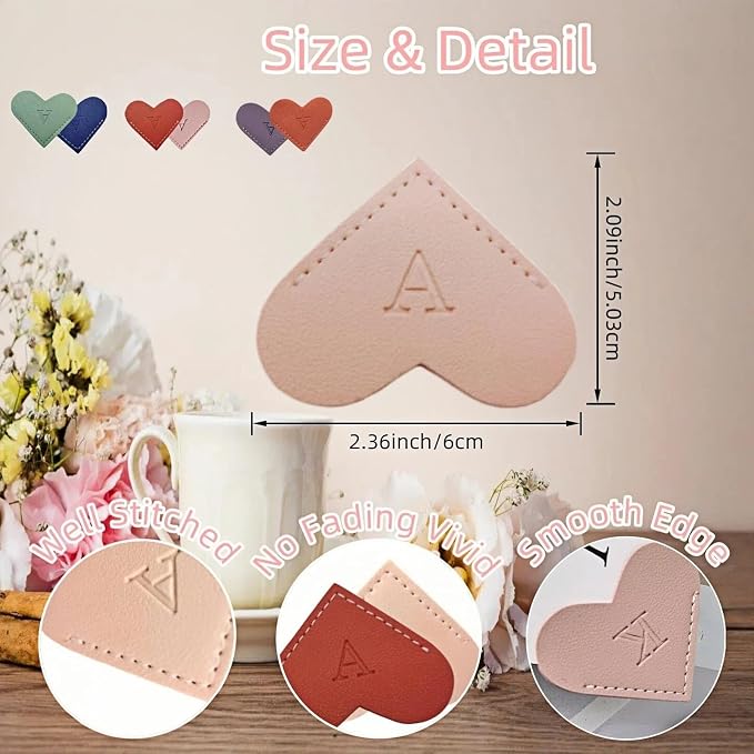 Personalized Leather Heart Bookmarks with Initials, 26 Letters Custom Corner Book Mark for Reading Women,Teacher, Student, Book Lovers Book Marker, Meaningful Gifts(Purple & Orange,A)