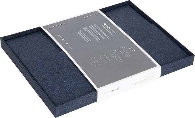 Bigso Katia KD Collapsible Storage Box with Labelframe for Easy Identification - Simple Assembly without Tools - Decorative Storage Boxes with Lids - 11.3in x 15.4in x 6.4in - Blue
