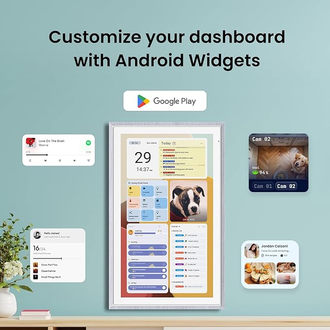 Apolosign 21.5-inch Digital Calendar : Dual Mode Smart Wall Planner, No Subscription, Install Apps, Sync Calendars, Electronic Touchscreen Interactive Display for Family Schedules, Chore Chart (Gray)