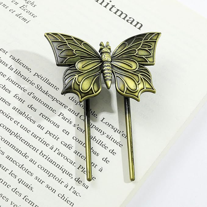 Bookmark,Metal Book Clip, Journal Clip, Book Page Holder Clip,Vintage Book Clips Butterfly, Hold Journal Open While Writing and Free Your Hands, Gifts for Book Lovers, Readers, Writers (Butterfly A)