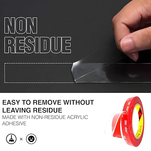 4910 VHB, Heavy Duty Double-Sided Mounting Tape, Strong & Permanent, Ideal for Indoor and Outdoor Use, Perfect for DIY Crafts, LED Lights, Car Windows, Home & Office Wall Decor, 0.5in x 15ft