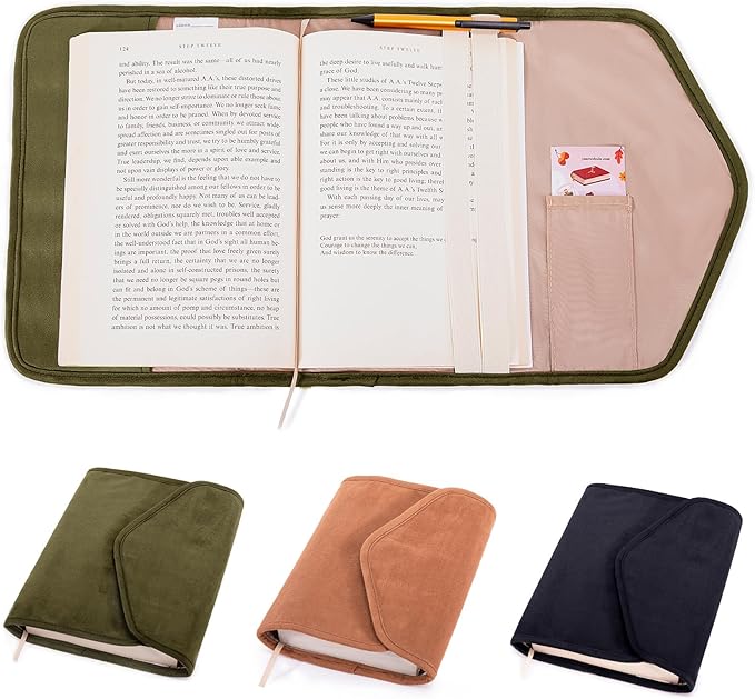 Reusable Adjustable Book Cover with Strong Magnetic Closure – Soft Protective Book Sleeve for Paperback & Hardcover, Fits Up to 9.5” x 6.5” x 2” Books – Flexible, Washable & Reusable Book Protector