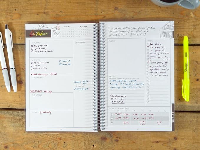 Pray & Plan Christian Teacher Planner | 2026-27 Mini Version | Daily Weekly Monthly Organizer | 6" x 9"