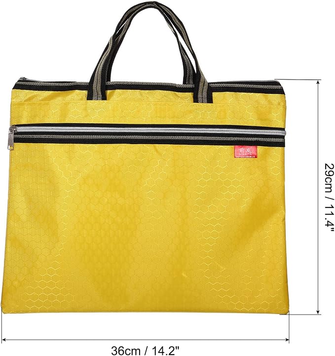 PATIKIL Waterproof Zipper File Bag, Documents Books Tools Storage Zip Pouch for Office Travel, Yellow