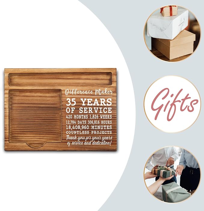 35th Work Anniversary Sticky Note Holder, Thank You Appreciation 35 Year Work Anniversary Decor Gifts for Women, Employee, Him, Her, Happy 35th Work Anniversary Self-Stick Note Pad Holders GSH30