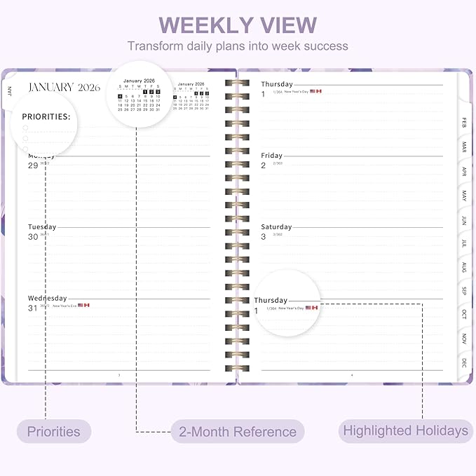 2026 Planner, Weekly and Monthly Calendar Academic Planning Book, Jan 2026 - Dec 2026, Agenda Calendar Planner for Office Supplies and Desk Accessories - A5 (6.3" x 8.5") (Butterflies)