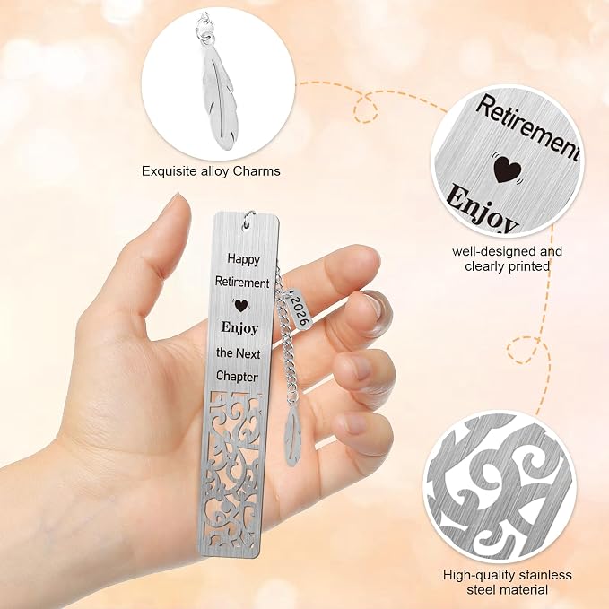 Retirement Gifts for Women 2026 Coworker Retirement Bookmarks for Women Men Book Lovers Farewell Going Away Goodbye Appreciation Retirement Gifts for Retired Teacher Nurse Colleagues(2Pcs Metal)