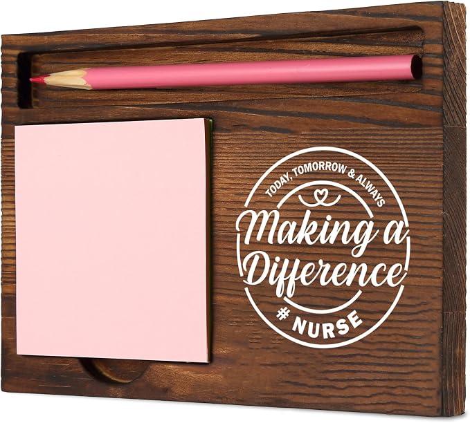 Nurse Making a Difference Self-Stick Note Pad Holder, Appreciation Gift for Nurses RN Healthcare Workers, Durable and Stylish Desk Organizer, Work Desk Retro Note Pad Holder SDZ302