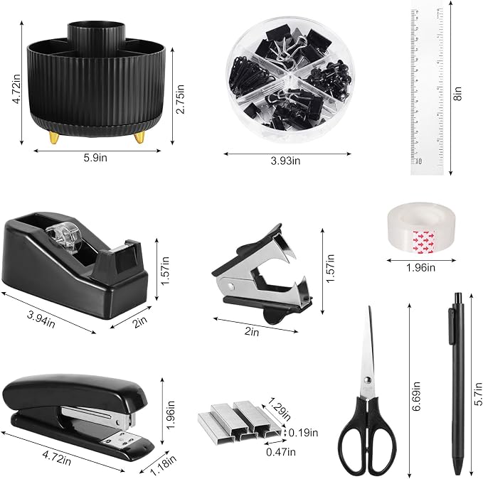 Gawsey Desk Organizers and Accessories with Desk Organizer | 360° Rotating Pen Holder and Office Supplies, Cute Stationery Supplies Set