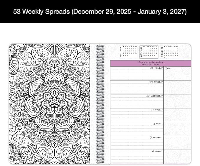Dated Annual Color Your Year 2026 Planner, Full Calendar Year, Medium (6.625" by 9")