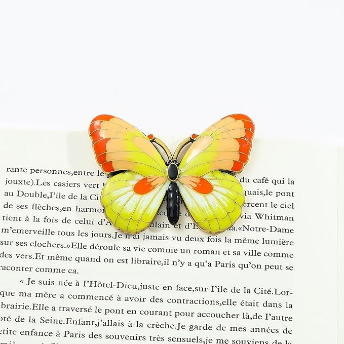 Bookmark,Metal Book Clip, Journal Clip, Book Page Holder Clip,Vintage Book Clips, Hold Journal Open While Writing and Free Your Hands, Gifts for Book Lovers, Readers (Yellow Butterfly)
