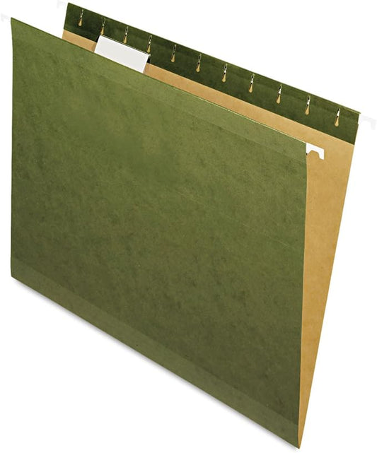 Pendaflex® Premium Reinforced Hanging Folders, 1/5 Cut, Letter Size, Standard Green, Pack Of 25