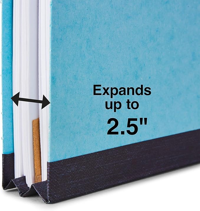 Staples Pressboard Classification Folder, Letter Size, 1 Divider, 2/5‑Cut Top Tab, Light Blue, Durable Construction, 20/Box